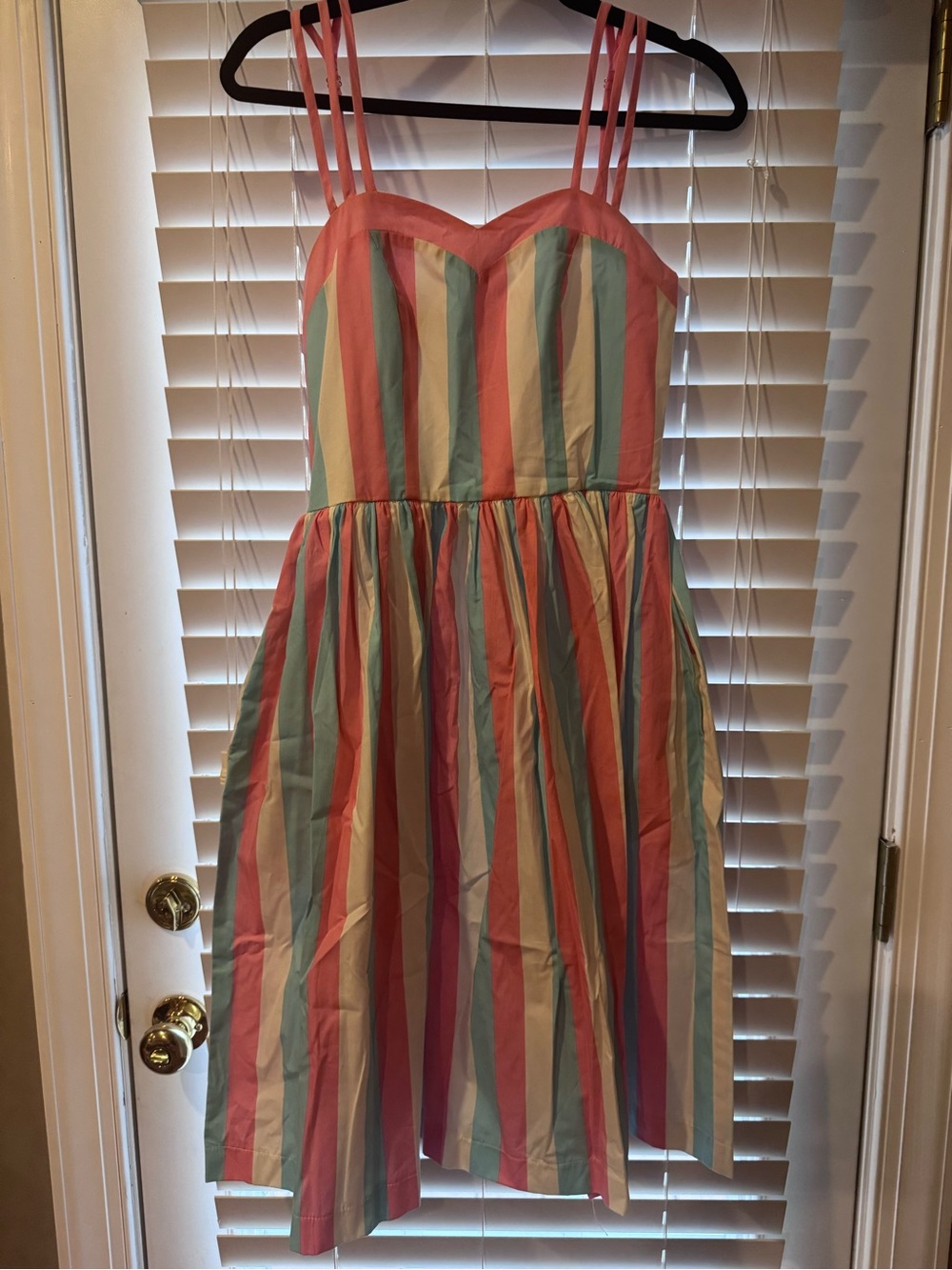 Striped Sweetheart Sundress in Pink, Green, Blue & Cream